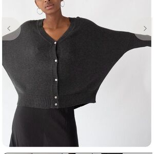 Erica Tanov sz 2 Charcoal Dolman Button-Front Sweater Cotton